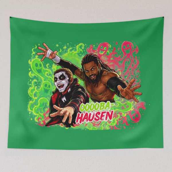 Item preview, OOOOBA-HAUSEN - Neon Horror Wrestling Tag Team Fan Art designed and sold by PufferPhishDzn.