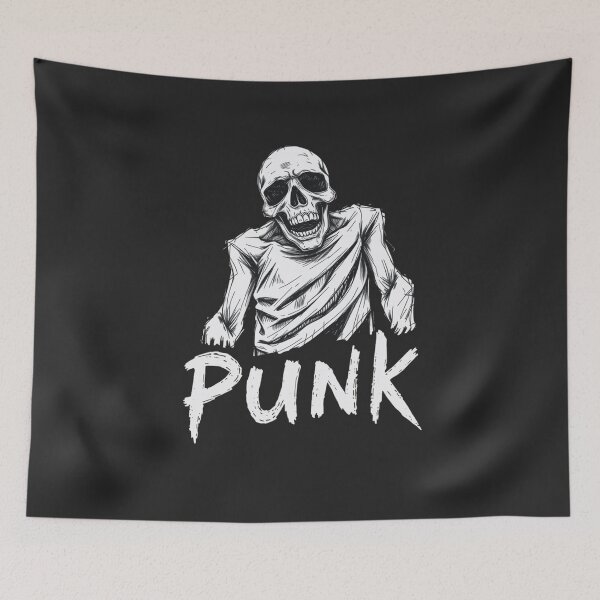 Item preview, Gritty White Ink Punk Skeleton designed and sold by ERODED SELF.