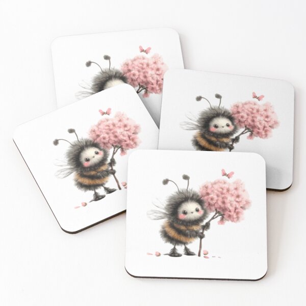 Item preview, Cute Bee with Pink Flowers designed and sold by vanndhi.