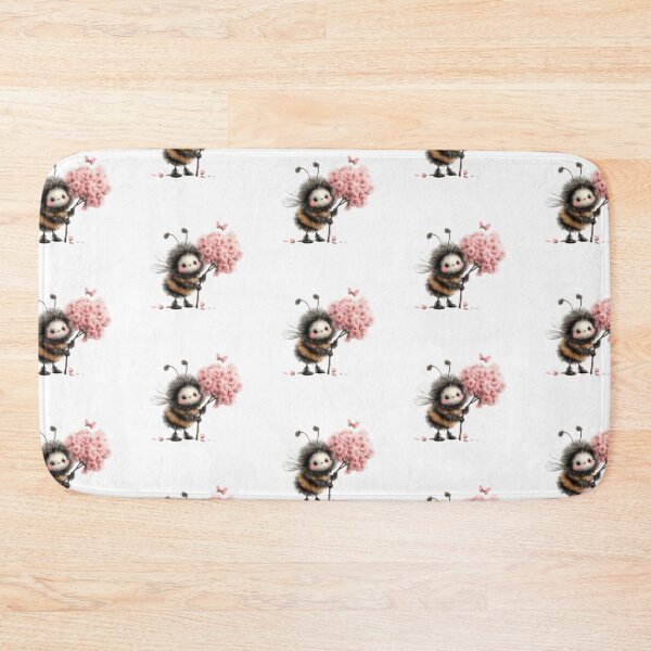 Item preview, Cute Bee with Pink Flowers designed and sold by vanndhi.