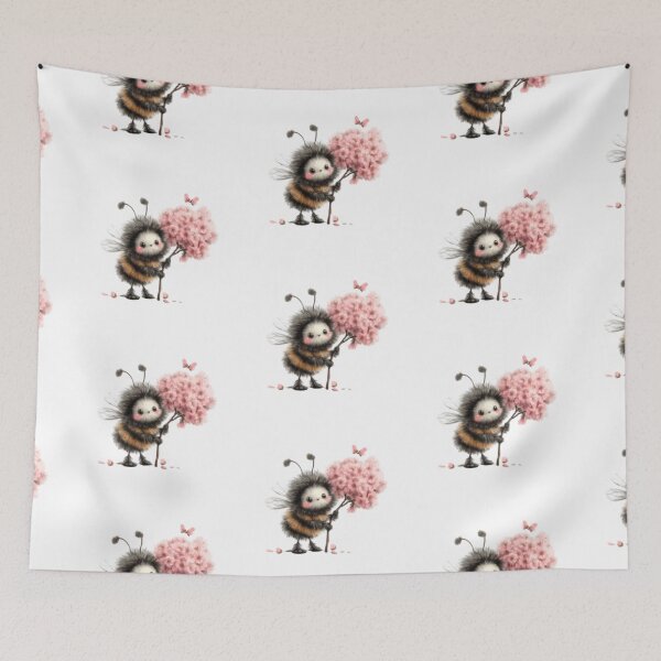 Item preview, Cute Bee with Pink Flowers designed and sold by vanndhi.