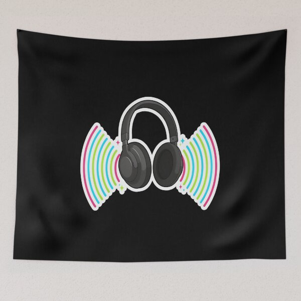 Item preview, Neon Headphones – Modern Soundwave Music Design designed and sold by Midnight Veil Designs.