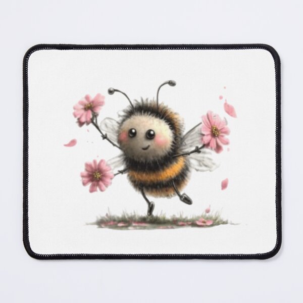 Item preview, Cheerful Bee with Pink Flowers designed and sold by vanndhi.