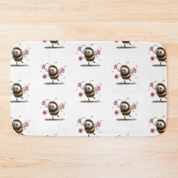 Item preview, Cheerful Bee with Pink Flowers designed and sold by vanndhi.