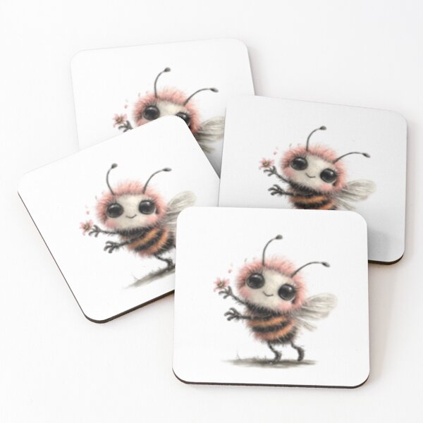 Item preview, Cute Fuzzy Bee Holding Flower designed and sold by vanndhi.