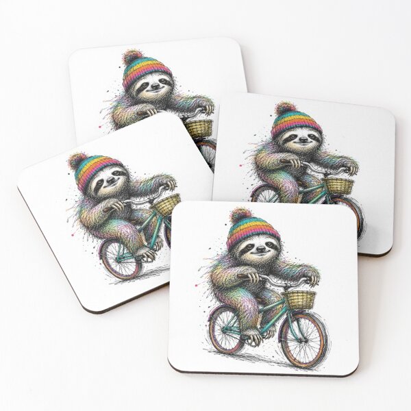 Item preview, Colorful Scribble Art Sloth on Bicycle  designed and sold by Snurly.