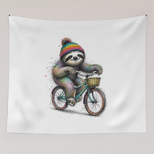 Item preview, Colorful Scribble Art Sloth on Bicycle  designed and sold by Snurly.