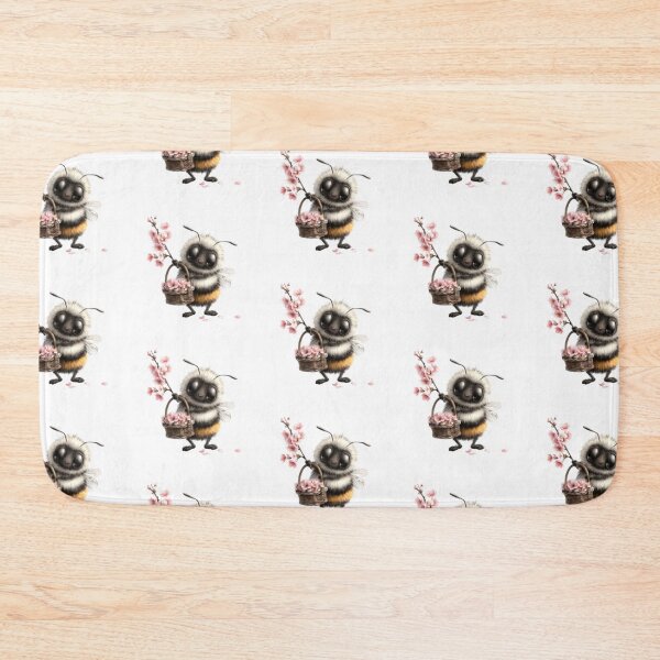 Item preview, Adorable Bee Holding Cherry Blossoms designed and sold by vanndhi.