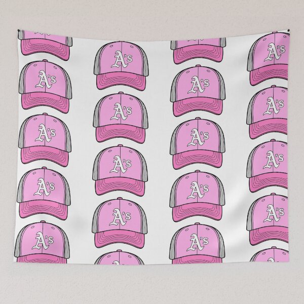 Item preview, Pink A's Baseball Cap - Cute Aesthetic Varsity Hat Sticker designed and sold by PufferPhishDzn.