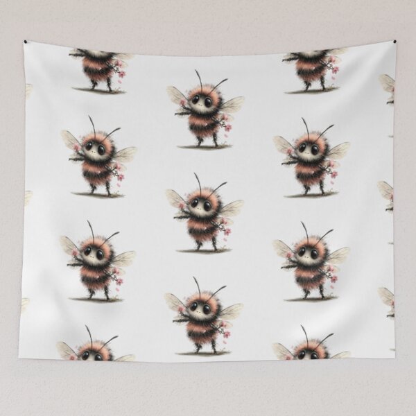 Item preview, Cute Fuzzy Bee with Flowers designed and sold by vanndhi.