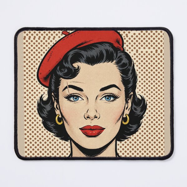 Item preview, Emerald Pop Art Woman Red Beret - Vintage Retro Comic Portrait designed and sold by MAISON SYLVIE.