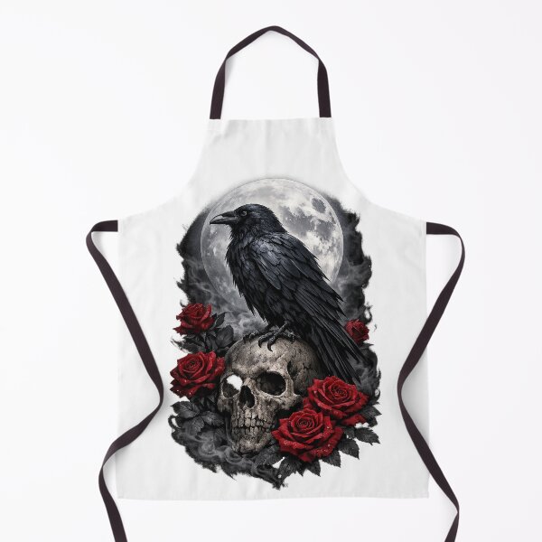 Item preview, Realistic Raven on Skull with Red Roses and Full Moon designed and sold by MentShop1.