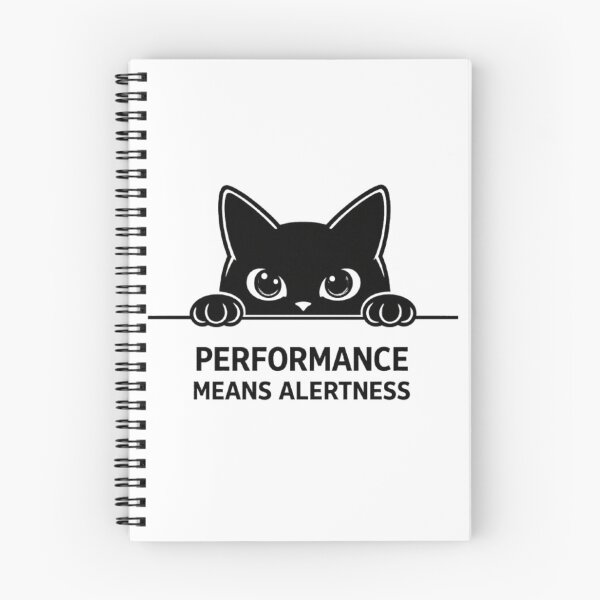 Item preview, Performance Means Alertness Black Cat Quote | Cute Peeking Cat Minimalist Design designed and sold by PrintforDesign.