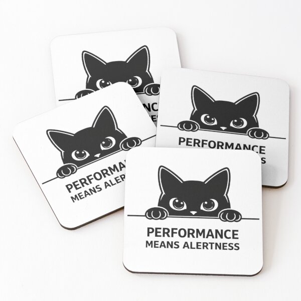 Item preview, Performance Means Alertness Black Cat Quote | Cute Peeking Cat Minimalist Design designed and sold by PrintforDesign.