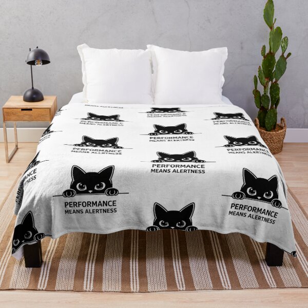 Item preview, Performance Means Alertness Black Cat Quote | Cute Peeking Cat Minimalist Design designed and sold by PrintforDesign.