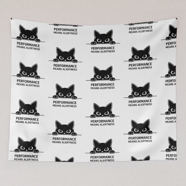 Item preview, Performance Means Alertness Black Cat Quote | Cute Peeking Cat Minimalist Design designed and sold by PrintforDesign.