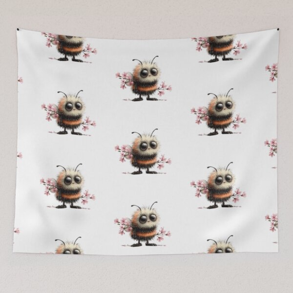 Item preview, Cute Fuzzy Bee with Flowers designed and sold by vanndhi.