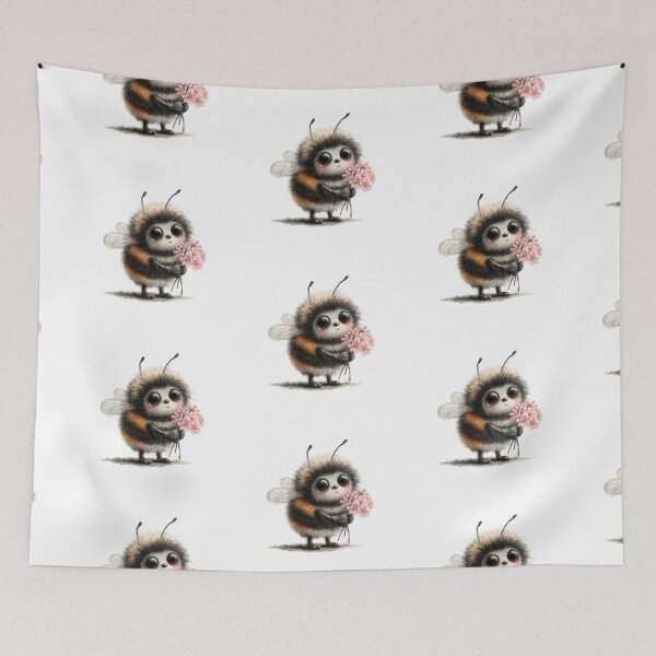 Item preview, Cute Bee Holding Flowers designed and sold by vanndhi.