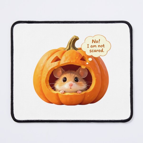 Item preview, Brave Little Mouse in Pumpkin — "No! I am not scared." Halloween designed and sold by Bondingbonding.