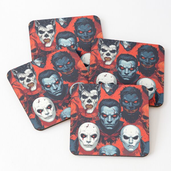 Item preview, Halloween Retro Groovy Monster Faces Scary Creepy Pattern designed and sold by DEC02.