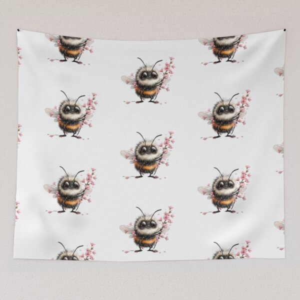 Item preview, Adorable Bee Holding Blossoms designed and sold by vanndhi.