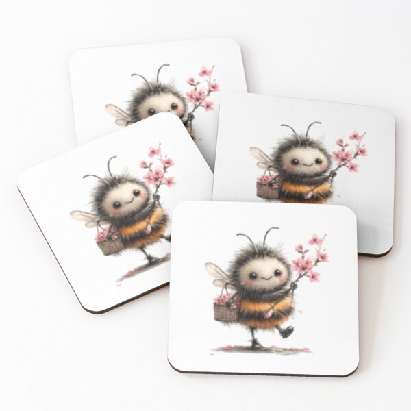 Item preview, Cute Bee with Cherry Blossoms designed and sold by vanndhi.