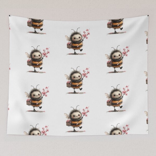 Item preview, Cute Bee with Cherry Blossoms designed and sold by vanndhi.