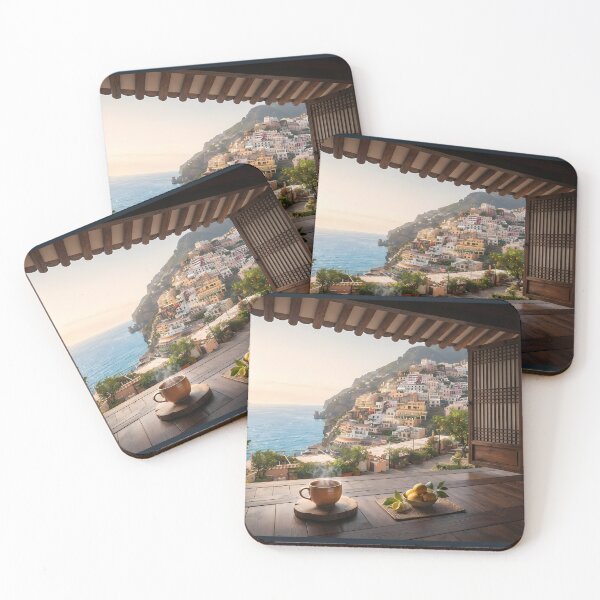 Item preview, Hanok Window to the World: Amalfi Coast & Positano | Mediterranean Sunrise Fine Art Print designed and sold by SOOstudio73.