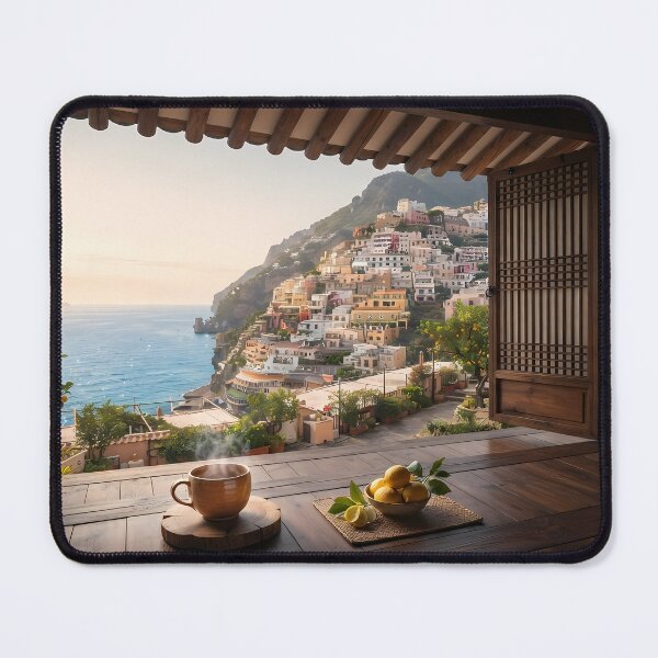Item preview, Hanok Window to the World: Amalfi Coast & Positano | Mediterranean Sunrise Fine Art Print designed and sold by SOOstudio73.