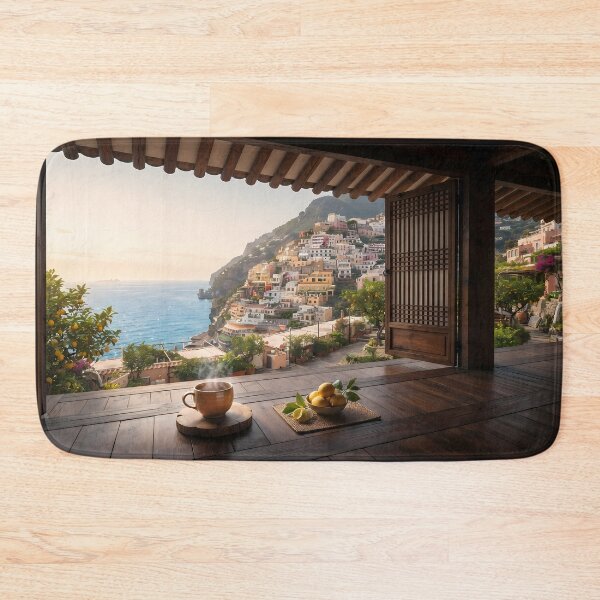 Item preview, Hanok Window to the World: Amalfi Coast & Positano | Mediterranean Sunrise Fine Art Print designed and sold by SOOstudio73.
