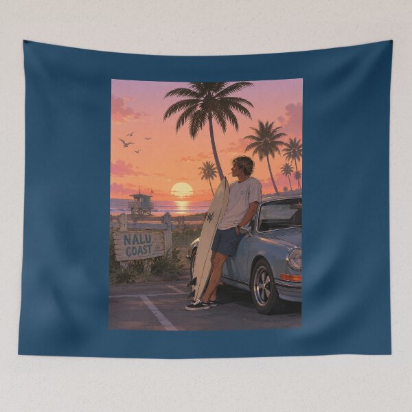 Item preview, Nalu Coast Sunset Surf | Tropical Wave & Surfboard  designed and sold by Nalu Coast.