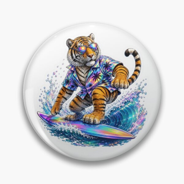 Item preview, Surfing Tiger in Holographic Shirt designed and sold by Snurly.
