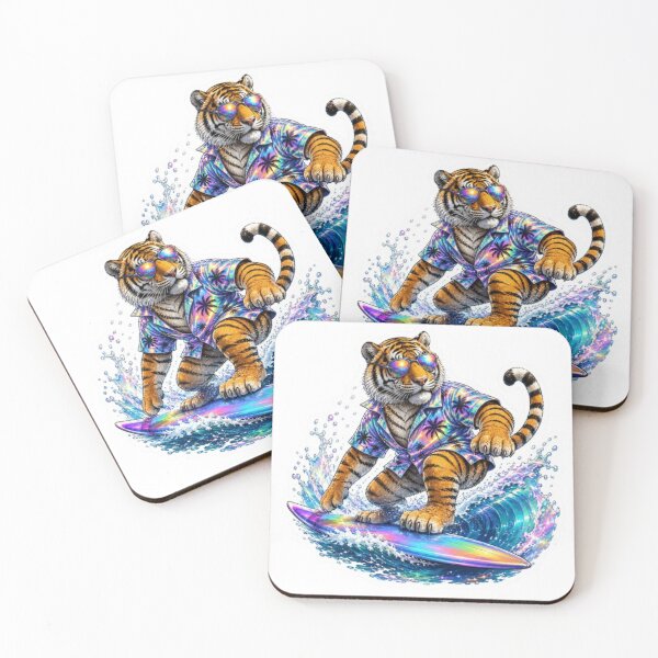 Item preview, Surfing Tiger in Holographic Shirt designed and sold by Snurly.