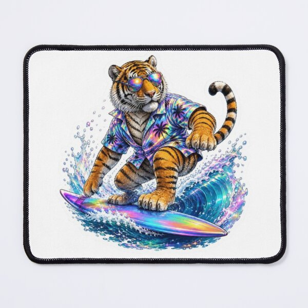 Item preview, Surfing Tiger in Holographic Shirt designed and sold by Snurly.