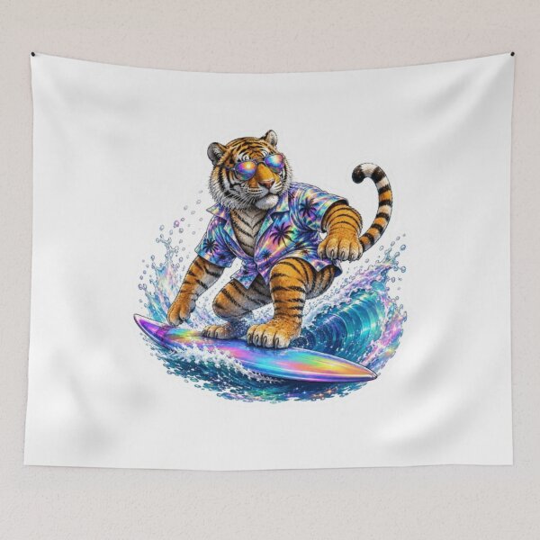 Item preview, Surfing Tiger in Holographic Shirt designed and sold by Snurly.
