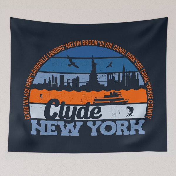 Item preview, Clyde New York Sunset Retro Vintage Local Pride Logo designed and sold by CRHPOD20.