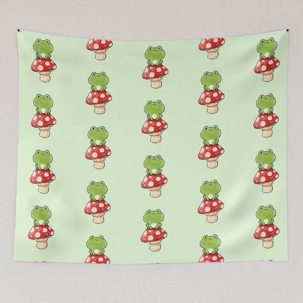 Item preview, Cute Frog Sitting On Mushroom Illustration designed and sold by jianina-alondra.