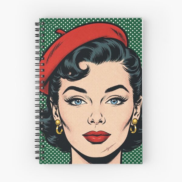 Item preview, Dark Green Pop Art Woman Red Beret - Vintage Comic Portrait designed and sold by MAISON SYLVIE.