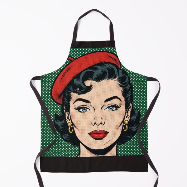 Item preview, Dark Green Pop Art Woman Red Beret - Vintage Comic Portrait designed and sold by MAISON SYLVIE.