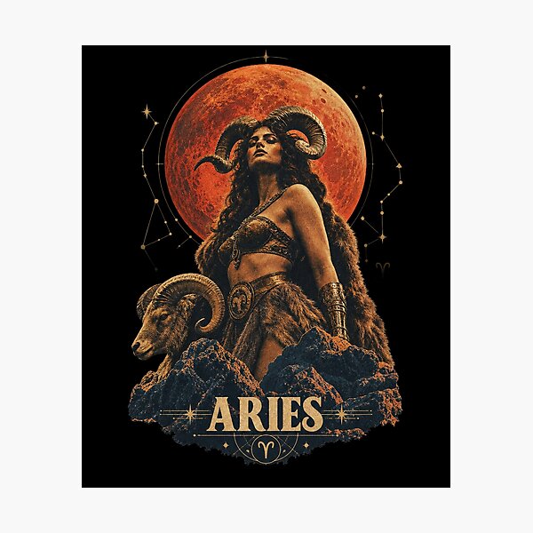 Item preview, Aries Zodiac Warrior Woman | Mystical Astrology Ram Goddess Art designed and sold by Cary-s.