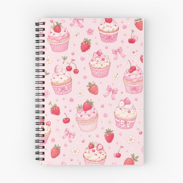Item preview, Strawberry Bow Cupcake Garden – Cute Pink Kawaii Dessert Pattern designed and sold by Moonlight Studio.