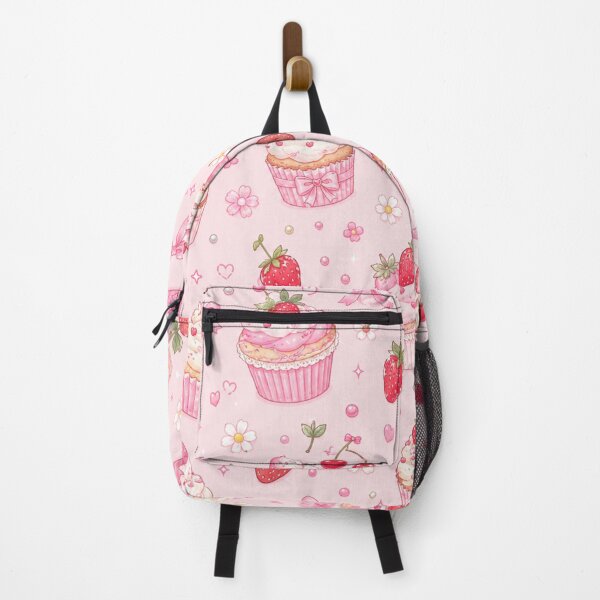 Item preview, Strawberry Bow Cupcake Garden – Cute Pink Kawaii Dessert Pattern designed and sold by Moonlight Studio.