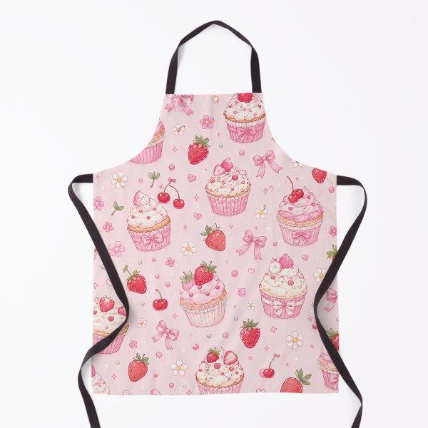 Item preview, Strawberry Bow Cupcake Garden – Cute Pink Kawaii Dessert Pattern designed and sold by Moonlight Studio.