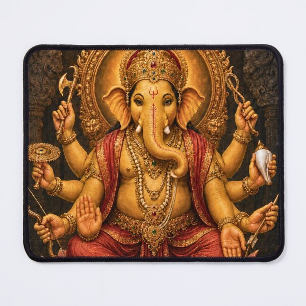 Item preview, Durga Ganapati – Eight-Armed Protective Ganesha Devotional Art | 32 Forms Of Lord Ganesha designed and sold by Homyar.