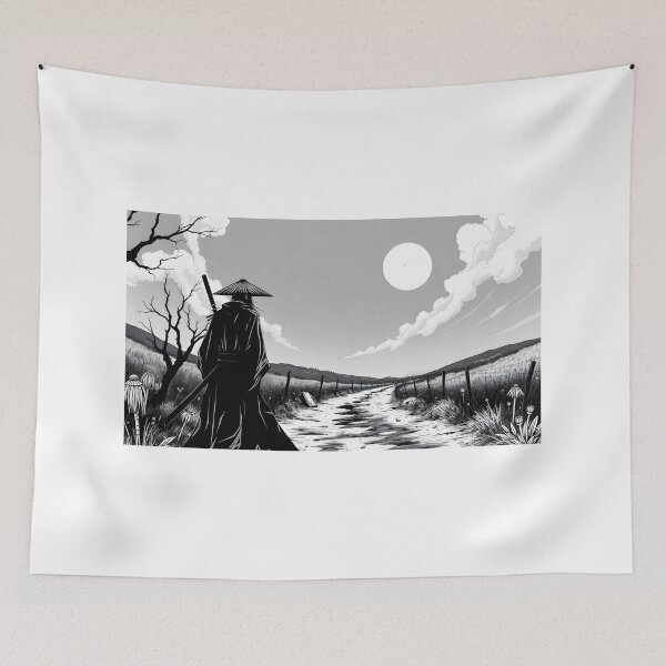 Item preview, Lone Samurai Beneath the Full Moon designed and sold by D6rkT3chDemon.
