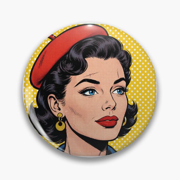 Item preview, Mustard Pop Art Woman Red Beret Side Profile - Vintage Retro Portrait designed and sold by MAISON SYLVIE.