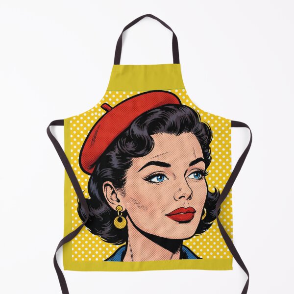 Item preview, Mustard Pop Art Woman Red Beret Side Profile - Vintage Retro Portrait designed and sold by MAISON SYLVIE.