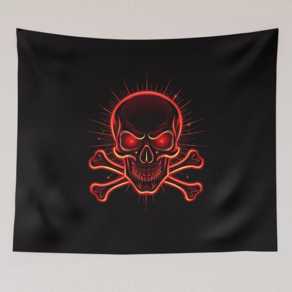 Item preview, Glowing Neon Red Skull and Crossbones designed and sold by ERODED SELF.