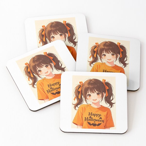 Item preview, Cute Anime Girl with Orange Pigtails — Happy Halloween designed and sold by Bondingbonding.