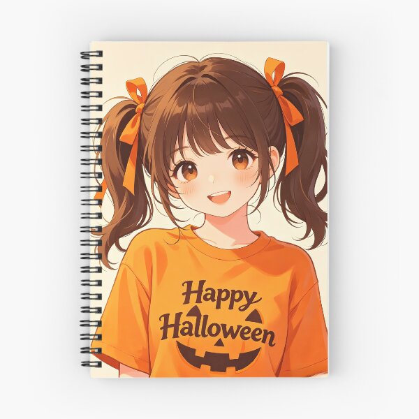 Item preview, Cute Anime Girl with Orange Pigtails — Happy Halloween designed and sold by Bondingbonding.